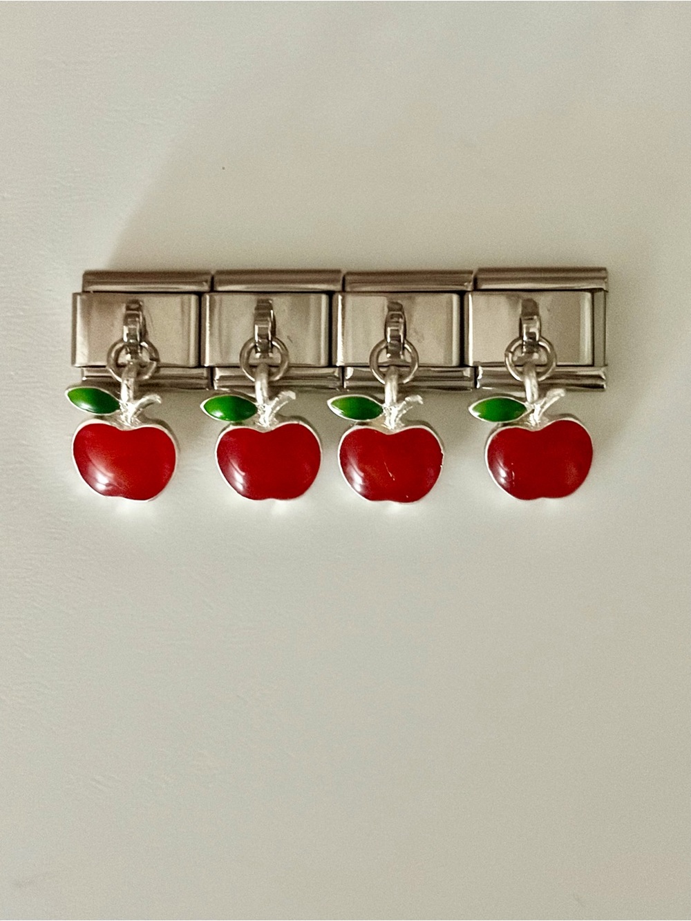 Red Apple Charm Italian Charm Link Bracelet for composable bracelets NEW